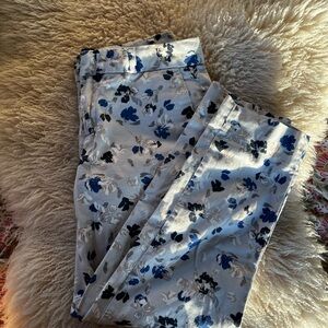 Banana Republic Navy and Cream Floral Pants